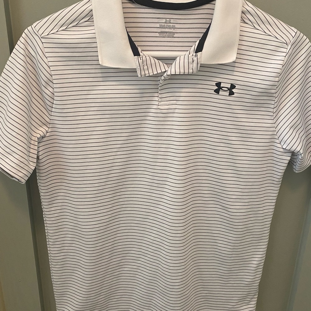 Under Armour White Polo Shirt Performance Stripes